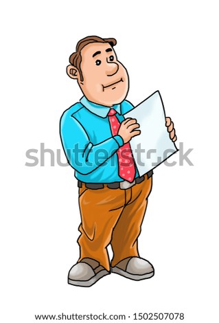Fat man officer show the business document