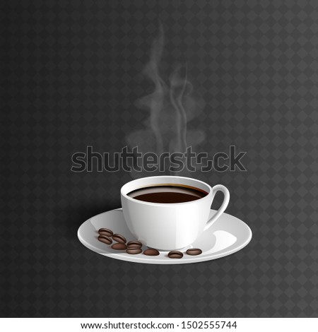Morning coffee. Transparent background. Design Poster . Cup of Coffee. Good Morning . realistic vector