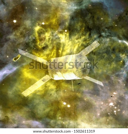 Space shuttle. Infinite space background with nebulas and stars. Elements of this image furnished by NASA