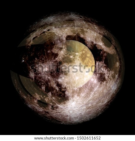 Fantastic view of moon. Solar system. Billions of galaxies in the universe. Elements of this image furnished by NASA Royalty-Free Stock Photo #1502611652