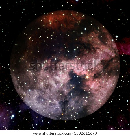 Fantastic view of moon. Solar system. Billions of galaxies in the universe. Elements of this image furnished by NASA Royalty-Free Stock Photo #1502611670
