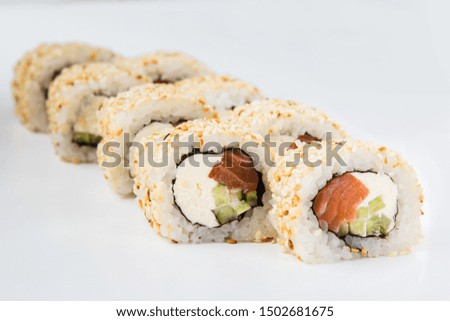 Delicious rolls with fish and cheese