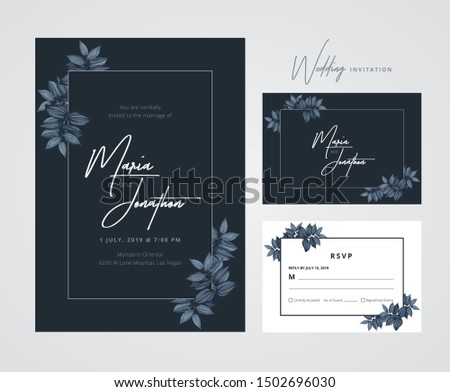 Modern Floral Sketch Wedding Invitation Card Design for multipurpose use.