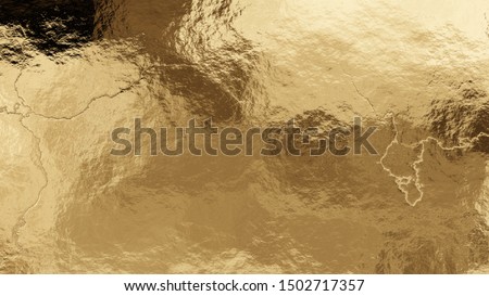 Shiny wrinkled golden foil texture. Crumpled metal background. Royalty-Free Stock Photo #1502717357