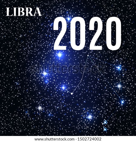 Symbol: Libra Zodiac Sign with the New Year and Christmas 2020. Vector Illustration. EPS10