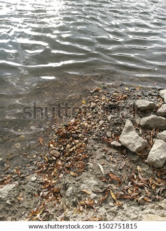 Pebbles and stones at the riverside