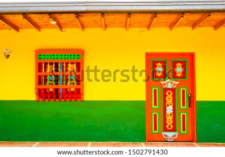 Colonial building in Jerico, Colombia, Antioquia, Colombia Royalty-Free Stock Photo #1502791430
