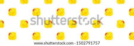 Yellow seamless pattern. Plastic toys Yellow rubber ducks.