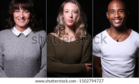 Group of people in front of a dark background
