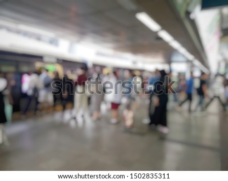 Blurred picture of people. Transportation in Bangkok, Thailand concept. Passengers.