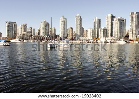 Yaletown and False Creek from Granville Island wide