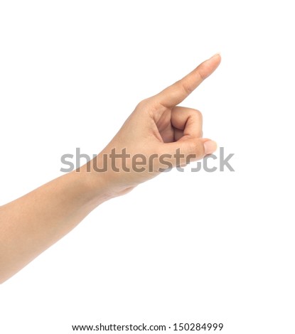 Asian women hand sign isolated on white background.