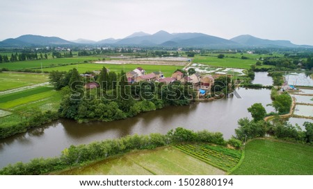 Aerial photography of rural scenery in Langxi County Anhui Province China