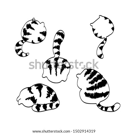 Cheerful striped kittens. without a mustache. Cartoony. Without background.