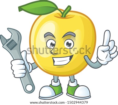 Mechanic shape golden apple fruits for character mascot