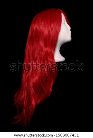 Red Orange Anime Style Wig on black background