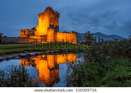 Ross castle at twilight in Killarney, Ireland  Royalty-Free Stock Photo #150309716