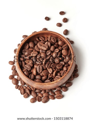 Roasted coffee beans in a bowl