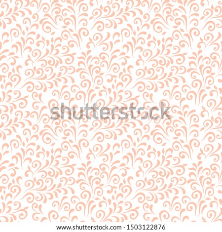 Ornamental pattern. Vector seamless abstract beige background.Leaves and whorls.