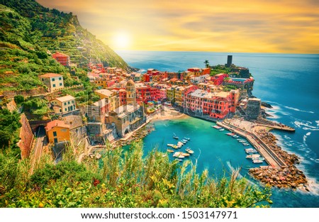Vernazza - One of five cities in cinque terre, Italy Royalty-Free Stock Photo #1503147971