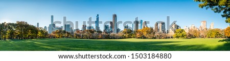 Central Park panorama in New York City during autumn season