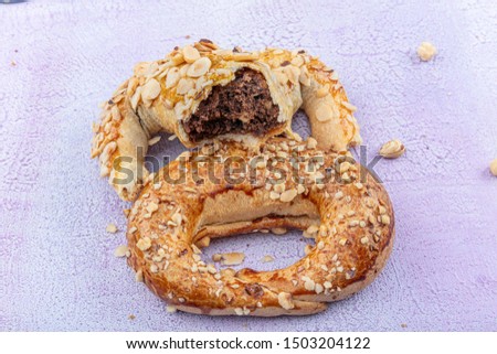Ay coregi / Turkish Pastry with chocolate, sesame and nut.