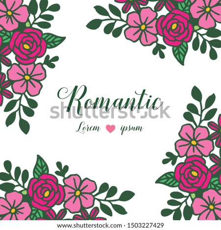 Design template of engagement romantic on white backdrop, with crowd of colorful flower frame. Vector