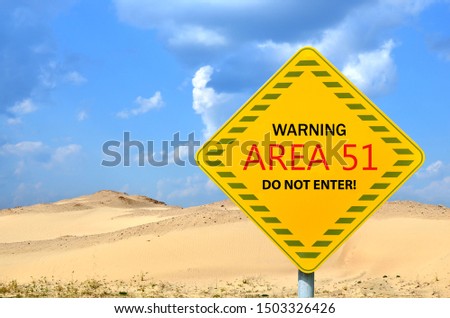 Top-secret US Air Force base "Area 51". The mysterious military test area associated with UFO.  Royalty-Free Stock Photo #1503326426