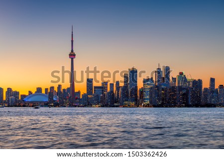 Spectacular Toronto City skyline at sunset - Toronto, Ontario, Canada. 