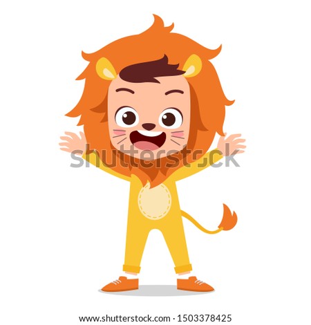 happy cute kid wear animal party costume