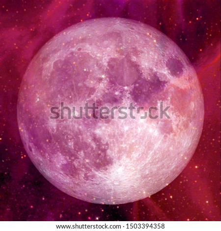 Fantastic view of moon. Solar system. Billions of galaxies in the universe. Elements of this image furnished by NASA Royalty-Free Stock Photo #1503394358