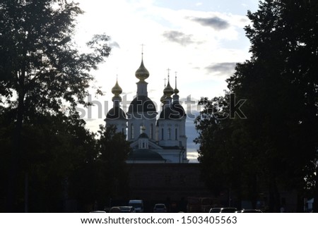 Russia. Nizhny Novgorod Region. Sarov. Photography background with the restored Assumption Cathedral of the Sarov Desert