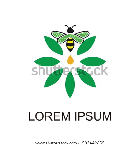 green leaves with bee animals that emit yellow honey