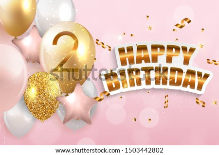 Template 2 Years Anniversary Congratulations, Greeting Card with Balloons Invitation Vector Illustration EPS10