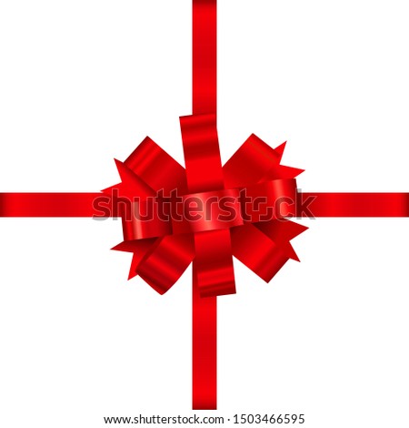 vector red bow ribbon gift box on white background
