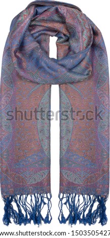 Fashion scarf or tippet with abstract floral pattern isolated on white background