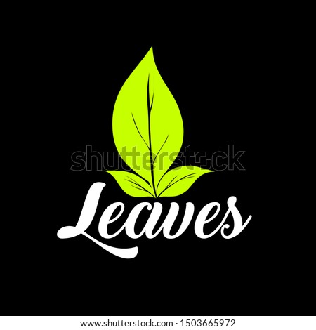 Illustration simple logo nature a leaves with black background