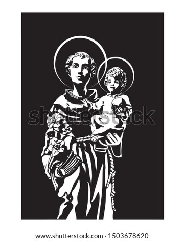 Saint Anthony with Child Jesus vector Illustration