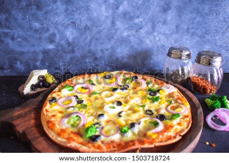 Veggie Cheese Pizza with olives, bell pepper, Broccoli, Onion | 