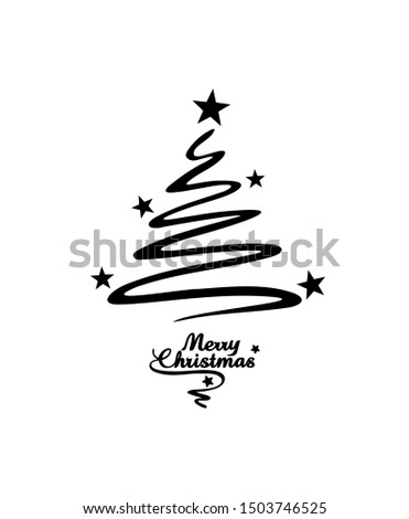 Merry Christmas Tree Vector Silhouette