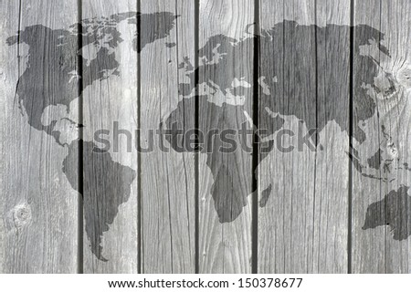 World on wooden texture