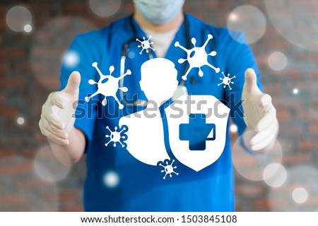 Immune system medical concept. Human immunity health safety. New strain B.1.1.529 Omicron. Royalty-Free Stock Photo #1503845108