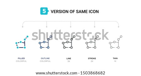 5 version of constellation icon such as two color filled, colorful outline, simple line, stroke and thin vector illustrations can be use for web and mobile
