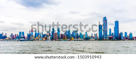 Manhattan panoramic skyline. Office buildings and skyscrapers. New York City, USA.
