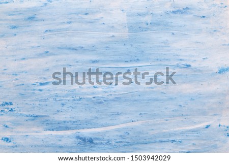 Sky blue paint brush strokes and stains. Abstract art paper background. Copy space.