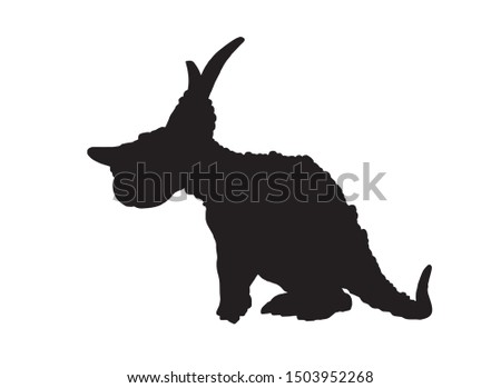 Graphical silhouette of triceratops isolated on white background,vector illustration