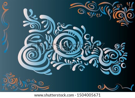 color decorative background ornamental floral motifs abstract on black background