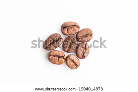 Coffee Beans isolated closeup on white background