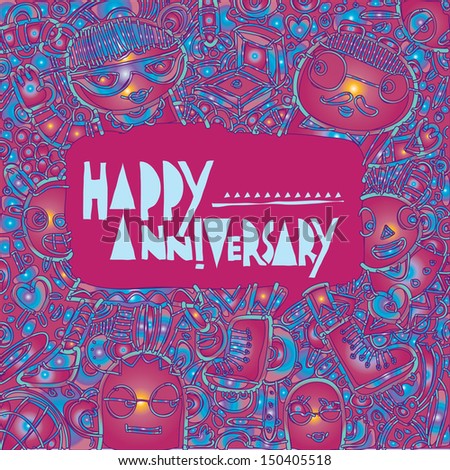 vector anniversary greeting card vintage night colors