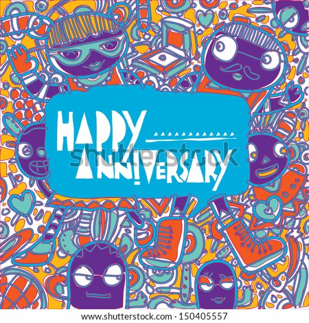 vector anniversary greeting card vintage cool colors